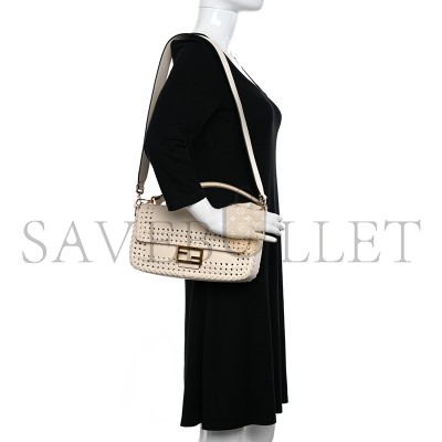 FENDI VITELLO KING CEYLON WOVEN BAGUETTE WHITE ICE  (29*15*7cm)